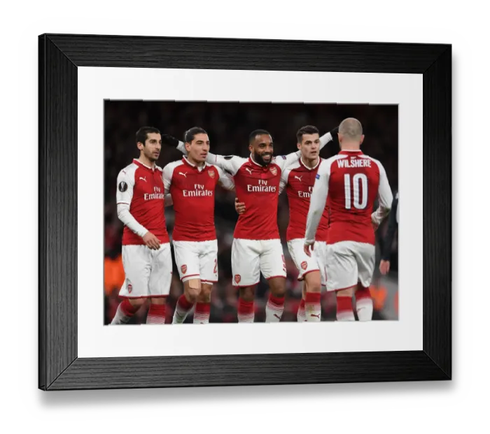 Framed Print : Arsenal Celebrate: Lacazette, Mkhitaryan, Bellerin, Xhaka (vs CSKA Moscow, Europa League 2018) Framed Print : Arsenal Celebrate: Lacazette, Mkhitaryan, Bellerin, Xhaka (vs CSKA Moscow, Europa League 2018)