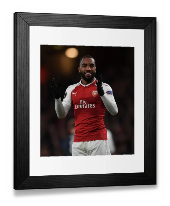 Framed Print : Alexandre Lacazette in Action: Arsenal vs. CSKA Moscow, UEFA Europa League Quarterfinals