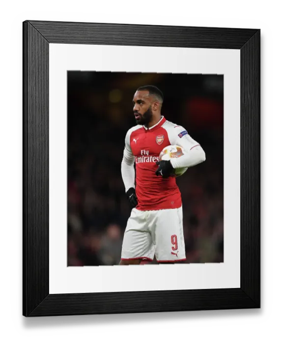 Framed Print : Alexandre Lacazette in Action: Arsenal vs CSKA Moskva, UEFA Europa League Quarterfinals