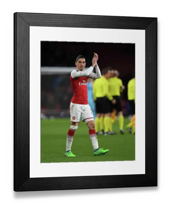 Framed Print : Hector Bellerin Celebrates with Arsenal Fans after Europa League Quarterfinal Win over CSKA Moscow