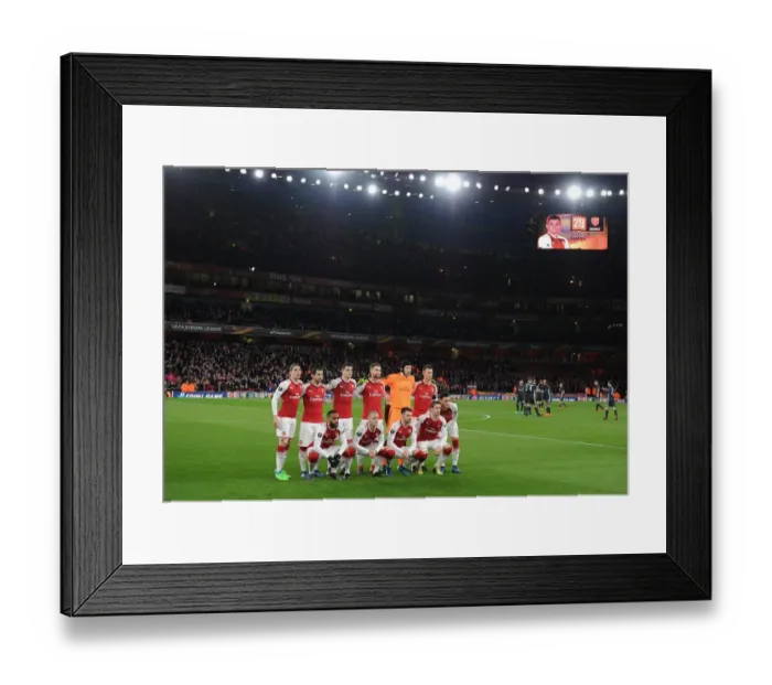 Framed Print : Arsenal team. Arsenal 4: 1 CSKA Moscow. UEFA Europa League. Quarter Final 1st Leg Framed Print : Arsenal team. Arsenal 4: 1 CSKA Moscow. UEFA Europa League. Quarter Final 1st Leg