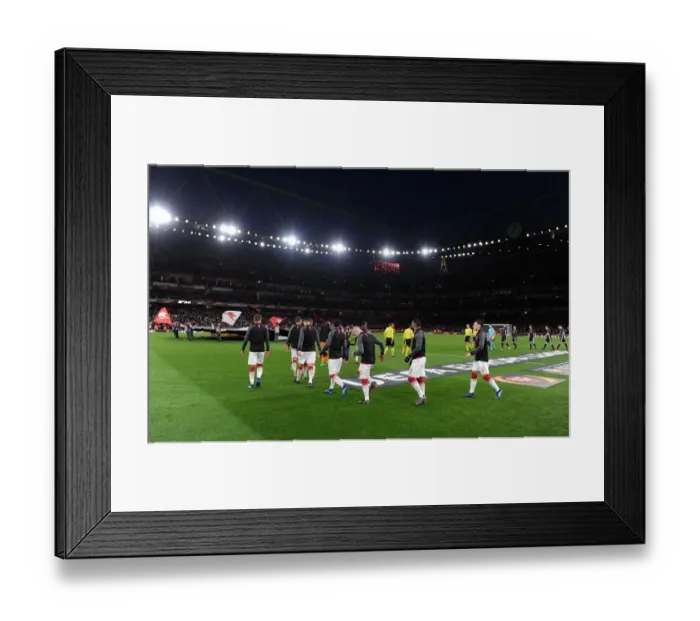 Framed Print : Arsenal team walk out before the match. Arsenal 4: 1 CSKA Moscow. UEFA Europa League Framed Print : Arsenal team walk out before the match. Arsenal 4: 1 CSKA Moscow. UEFA Europa League