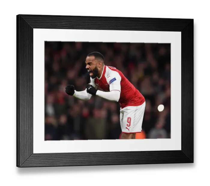 Framed Print : Alexandre Lacazette celebrates scoring his 1st and Arsenals 2nd goal. Arsenal 4