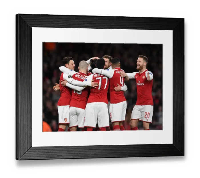 Framed Print : Aaron Ramsey celebrates scoring his and Arsenals 1st goal. Arsenal 4: 1 CSKA Moscow