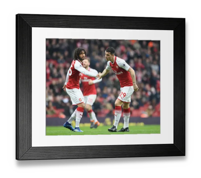 Framed Print : Arsenal's Elneny and Xhaka: A Force to Reckon With Against Southampton (2017-18)