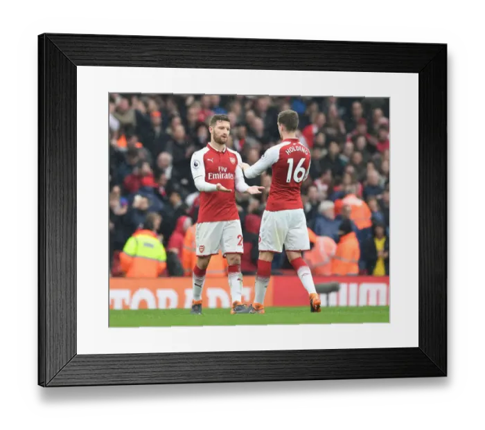 Framed Print : Arsenal's Mustafi and Holding Celebrate Victory Over Southampton
