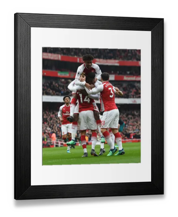 Framed Print : Arsenal Celebrate: Aubameyang, Welbeck, Iwobi, Bellerin, Kolasinac (vs Southampton, 2017-18) Framed Print : Arsenal Celebrate: Aubameyang, Welbeck, Iwobi, Bellerin, Kolasinac (vs Southampton, 2017-18)
