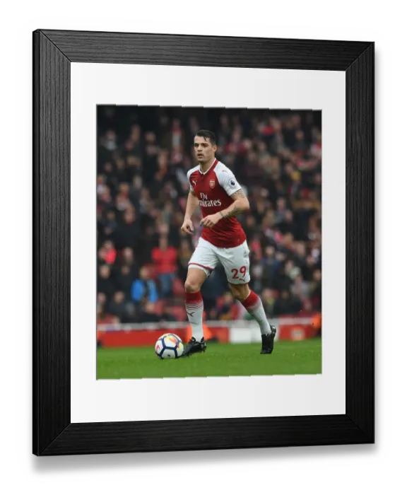 Framed Print : Granit Xhaka: Arsenal Midfielder in Action against Southampton, Premier League 2017-18