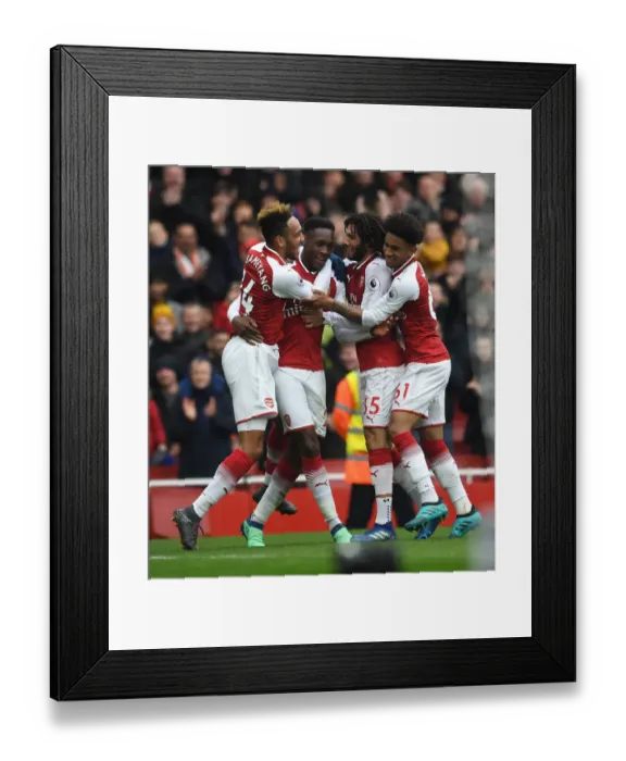 Framed Print : Arsenal's Winning Moment: Welbeck, Aubameyang, Elneny, and Nelson Celebrate Goals Against Southampton Framed Print : Arsenal's Winning Moment: Welbeck, Aubameyang, Elneny, and Nelson Celebrate Goals Against Southampton