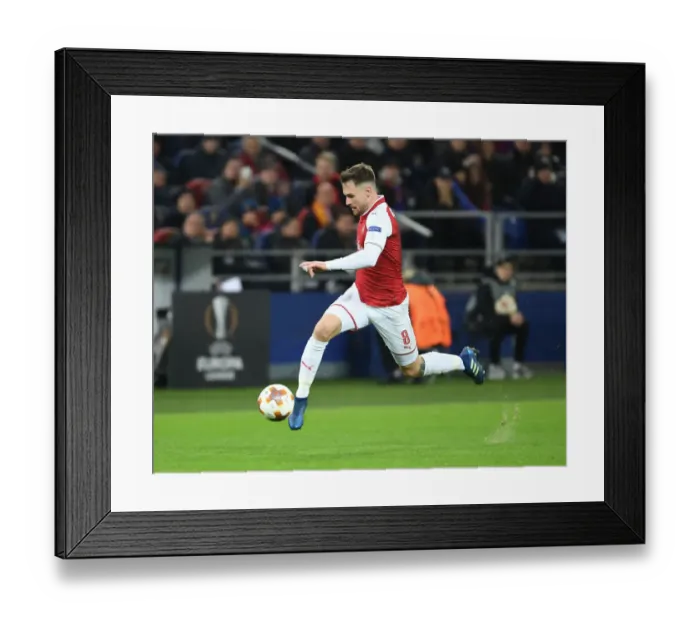 Framed Print : Aaron Ramsey in Action: Arsenal vs. CSKA Moskva, UEFA Europa League Quarterfinals, Moscow, 2018