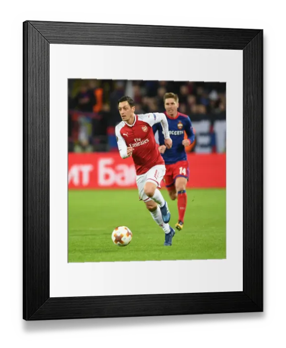 Framed Print : Mesut Ozil in Action: Arsenal vs. CSKA Moskva, UEFA Europa League Quarterfinals, Moscow, 2018