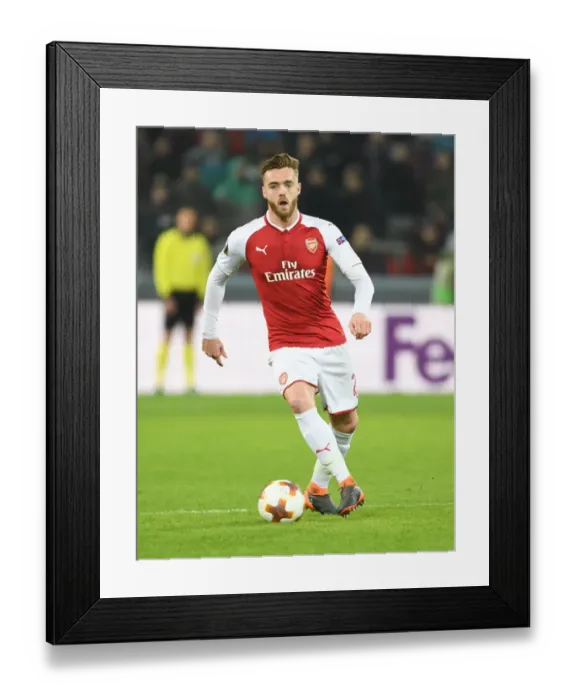 Framed Print : Calum Chambers in Action: Arsenal vs. CSKA Moscow, UEFA Europa League Quarterfinals, Moscow, 2018