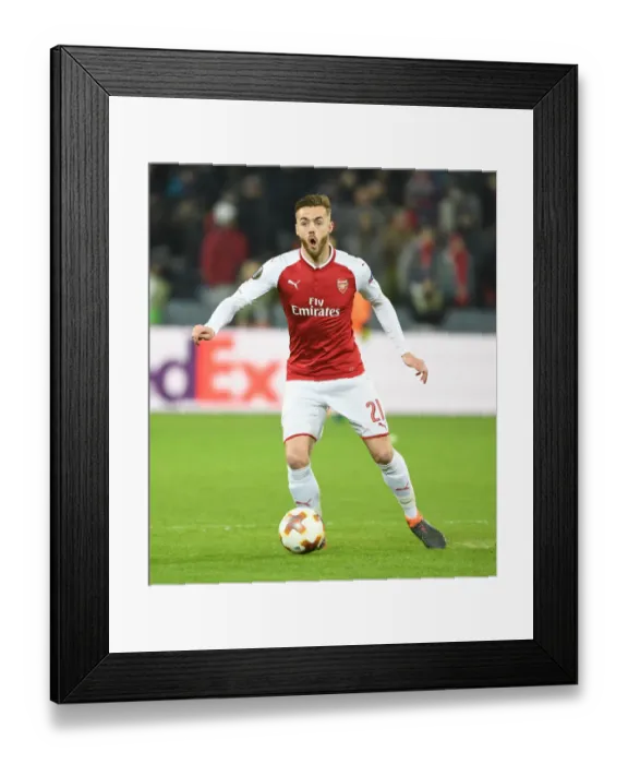 Framed Print : Calum Chambers in Action: Arsenal's Europa League Battle at CSKA Moscow (2018)