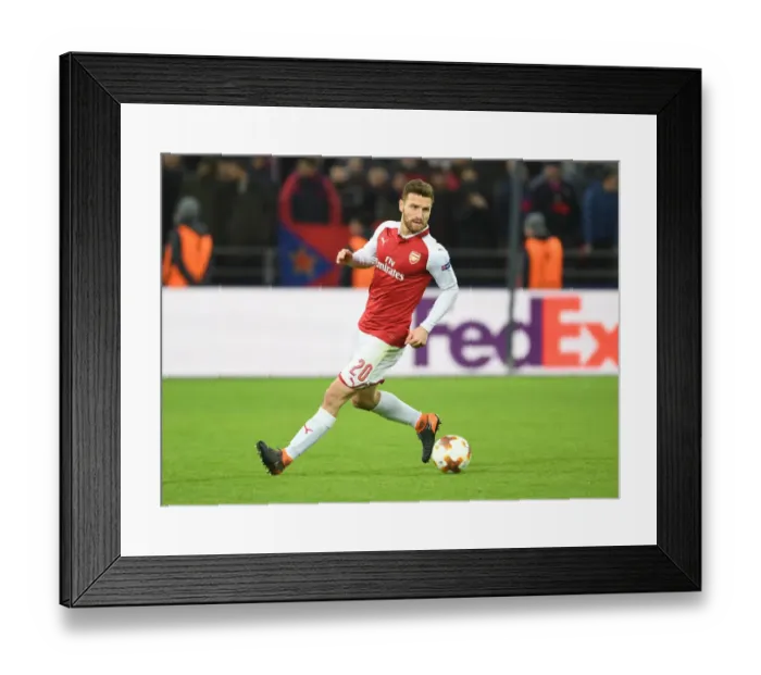 Framed Print : Shkodran Mustafi in Action: Arsenal vs CSKA Moscow, UEFA Europa League Quarterfinal