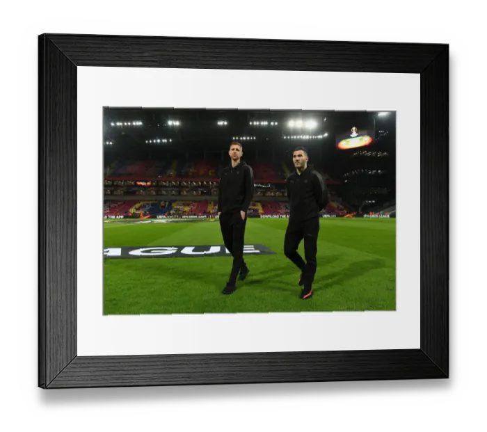 Framed Print : Arsenal Players Per Mertesacker and Sead Kolasinac Scout CSKA Moscow Pitch before Europa League Quarterfinal Framed Print : Arsenal Players Per Mertesacker and Sead Kolasinac Scout CSKA Moscow Pitch before Europa League Quarterfinal