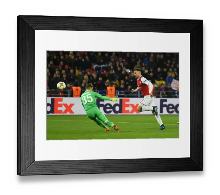 Framed Print : Aaron Ramsey Scores Arsenal's Second Goal: CSKA Moscow vs Arsenal, UEFA Europa League Quarterfinals (2018)