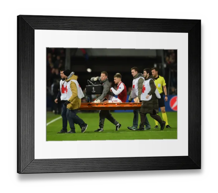 Framed Print : Aaron Ramsey Injured: CSKA Moscow vs. Arsenal, UEFA Europa League Quarterfinals (2018)