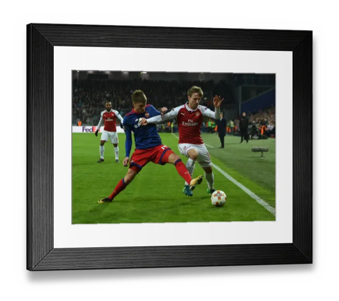 Framed Print : Monreal vs. Nababkin: Arsenal's Battle in the Europa League Quarterfinals against CSKA Moscow