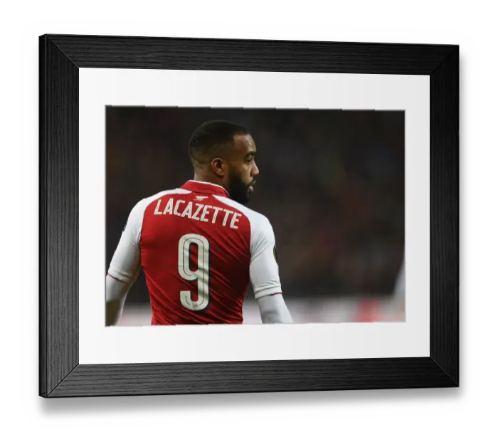 Framed Print : Alexandre Lacazette in Action: Arsenal vs. CSKA Moskva, UEFA Europa League Quarterfinals, Moscow, 2018