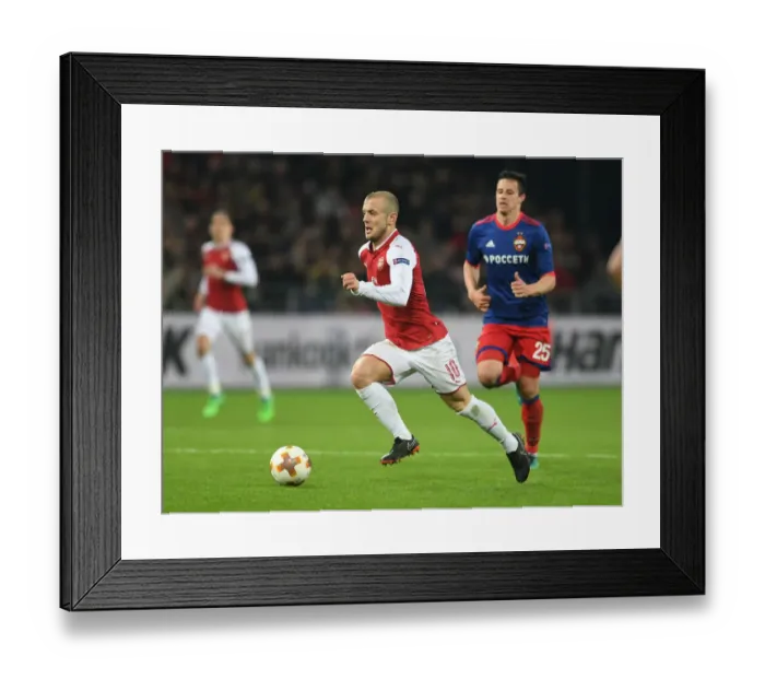 Framed Print : Jack Wilshere in Action: Arsenal vs CSKA Moscow, UEFA Europa League Quarterfinals, Moscow, Russia, 2018 Framed Print : Jack Wilshere in Action: Arsenal vs CSKA Moscow, UEFA Europa League Quarterfinals, Moscow, Russia, 2018