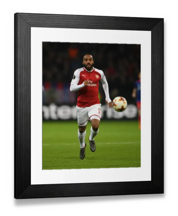 Framed Print : Alexandre Lacazette in Action: Arsenal's Europa League Showdown at CSKA Moscow, 2018