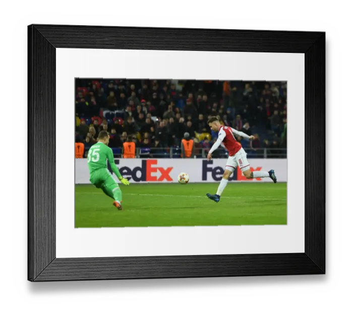 Framed Print : Aaron Ramsey Scores Arsenal's Second Goal in Europa League Quarterfinal vs CSKA Moscow (2018)