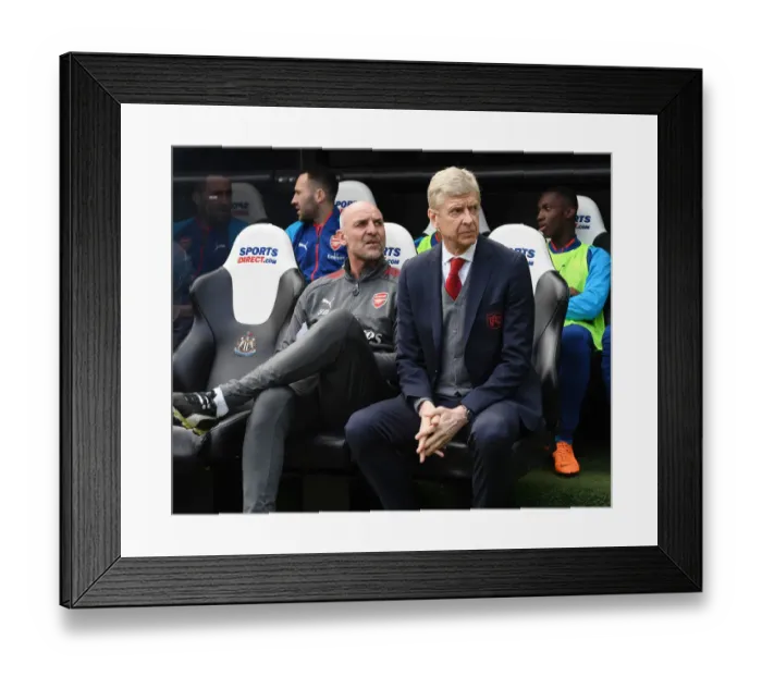 Framed Print : Arsene Wenger and Steve Bould: Pre-Match Huddle at St. James Park (Newcastle United vs Arsenal, 2017-18)