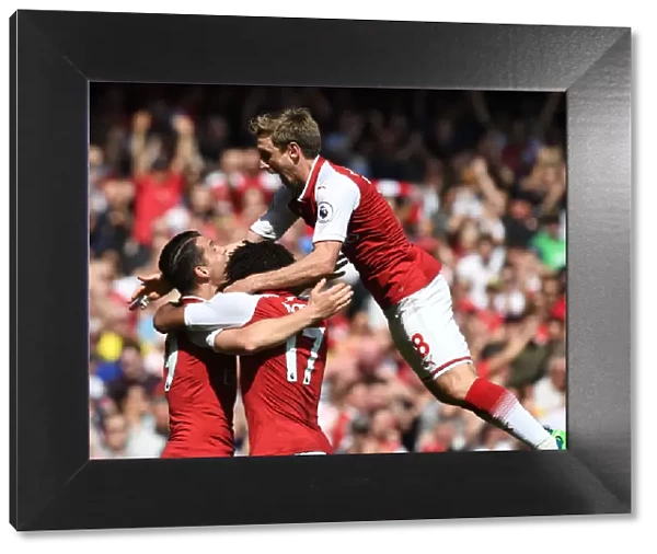 Arsenal Celebrate: Monreal, Xhaka, Iwobi Score Against West Ham
