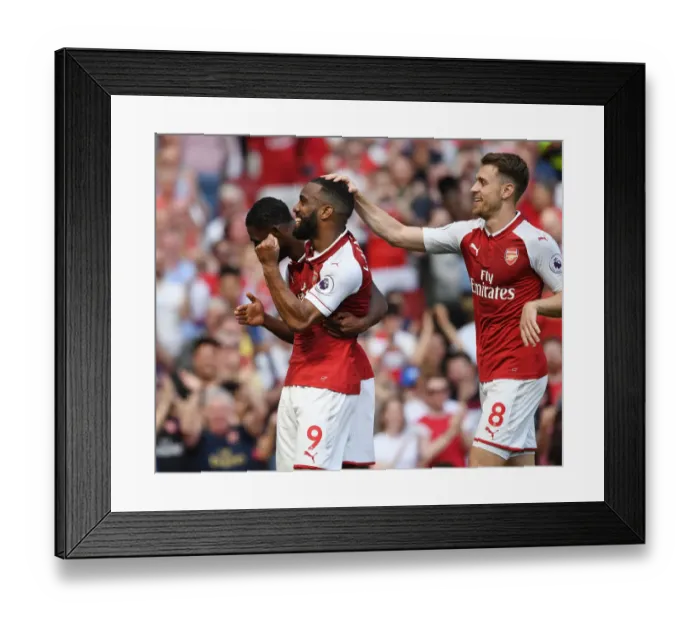 Framed Print : Arsenal's Triumph: Lacazette, Maitland-Niles, and Ramsey in Glory: Celebrating Goals Against West Ham United