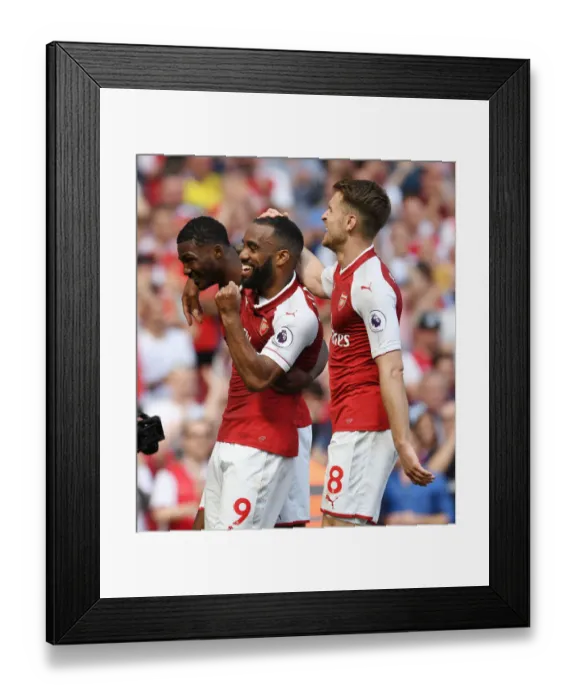 Framed Print : Arsenal's Triumph: Lacazette, Maitland-Niles, and Ramsey in Glory - Celebrating Their Goals vs. West Ham Framed Print : Arsenal's Triumph: Lacazette, Maitland-Niles, and Ramsey in Glory - Celebrating Their Goals vs. West Ham