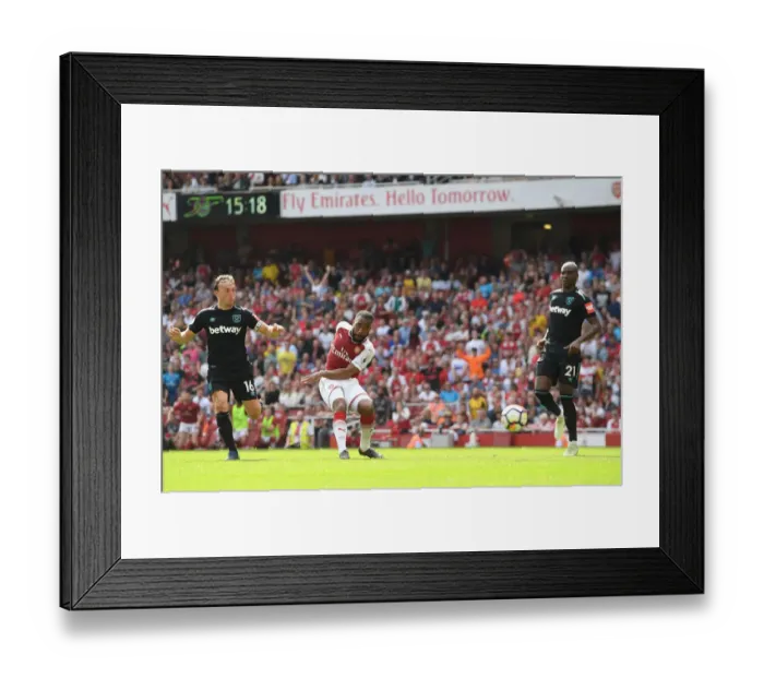 Framed Print : Alexandre Lacazette Scores Arsenal's Fourth Goal Against West Ham United (April 2018)