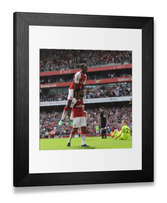 Framed Print : Arsenal's Lacazette and Welbeck Celebrate Goals Against West Ham Framed Print : Arsenal's Lacazette and Welbeck Celebrate Goals Against West Ham