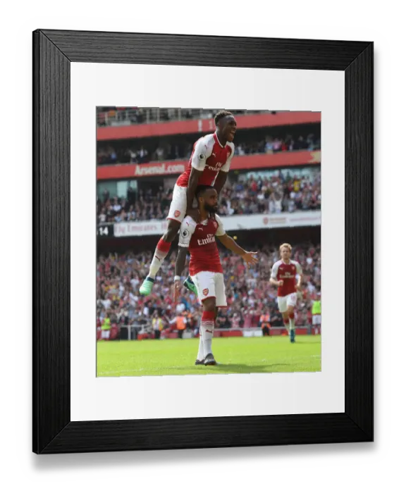 Framed Print : Alexandre Lacazette and Danny Welbeck Celebrate Goals: Arsenal's Triumph Over West Ham United (April 2018) Framed Print : Alexandre Lacazette and Danny Welbeck Celebrate Goals: Arsenal's Triumph Over West Ham United (April 2018)