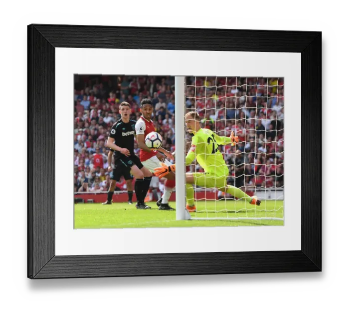 Framed Print : Arsenal's Aubameyang and Ramsey Score Against West Ham: Hart Looks On Framed Print : Arsenal's Aubameyang and Ramsey Score Against West Ham: Hart Looks On