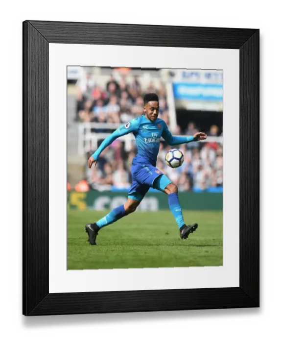 Framed Print : Arsenal's Aubameyang in Action: Scoring Thrills against Newcastle United, Premier League 2017-18