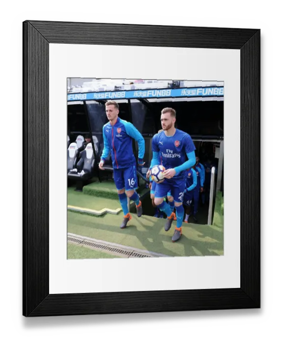 Framed Print : Arsenal Players Rob Holding and Calum Chambers Warming Up Ahead of Newcastle United Clash Framed Print : Arsenal Players Rob Holding and Calum Chambers Warming Up Ahead of Newcastle United Clash