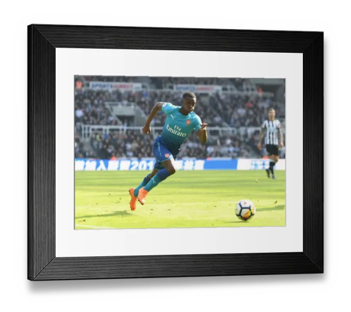 Framed Print : Eddie Nketiah in Action: Arsenal vs. Newcastle United, Premier League 2017-18