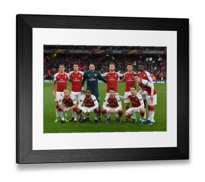Framed Print : Arsenal FC vs Atletico Madrid: Europa League Semi-Final Team Alignment (2018)
