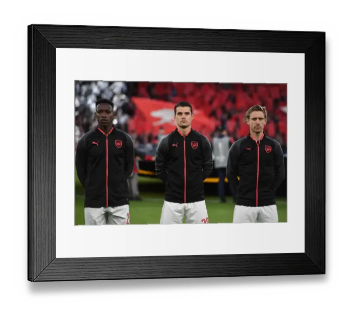 Framed Print : Arsenal Trio: Welbeck, Xhaka, Monreal - UEFA Europa League Semi-Final Showdown vs Atletico Madrid Framed Print : Arsenal Trio: Welbeck, Xhaka, Monreal - UEFA Europa League Semi-Final Showdown vs Atletico Madrid