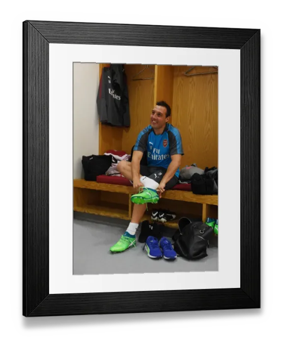 Framed Print : Santi Cazorla: Arsenal Star's Pre-Match Focus before UEFA Europa League Semi-Final vs Atletico Madrid