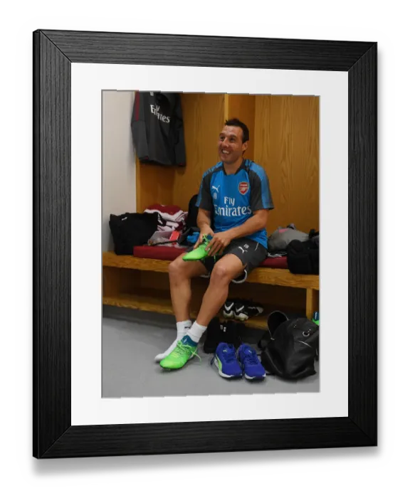 Framed Print : Arsenal's Santi Cazorla: Pre-Match Focus and Determination Ahead of Arsenal vs. Atletico Madrid Semi-Final