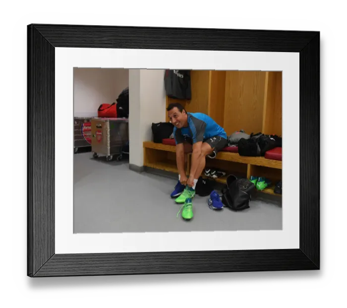 Framed Print : Arsenal FC: Santi Cazorla's Pre-Match Focus in UEFA Europa League Semi-Final vs Atletico Madrid Framed Print : Arsenal FC: Santi Cazorla's Pre-Match Focus in UEFA Europa League Semi-Final vs Atletico Madrid