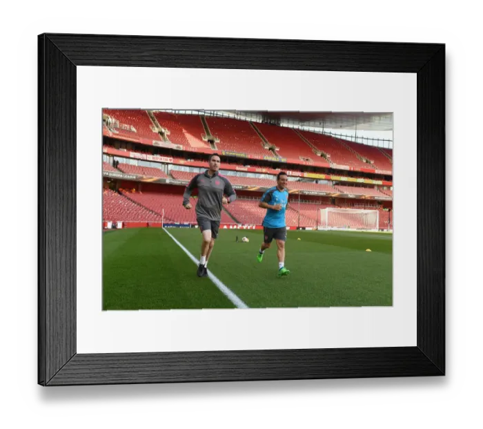 Framed Print : Arsenal's Santi Cazorla and Fitness Coach Shad Forsythe: Preparing for Arsenal vs. Atletico Madrid (UEFA Europa League Semi-Final) Framed Print : Arsenal's Santi Cazorla and Fitness Coach Shad Forsythe: Preparing for Arsenal vs. Atletico Madrid (UEFA Europa League Semi-Final)