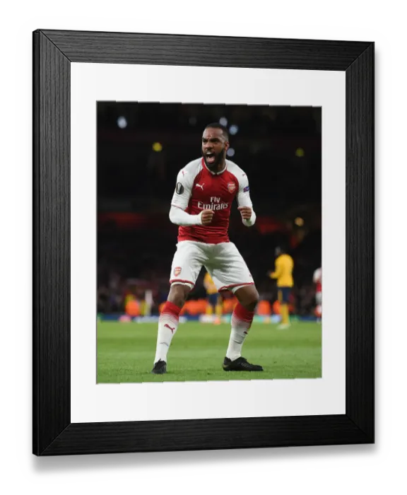 Framed Print : Alex Lacazette's Goal: Arsenal vs. Atletico Madrid - UEFA Europa League Semi-Final Leg One