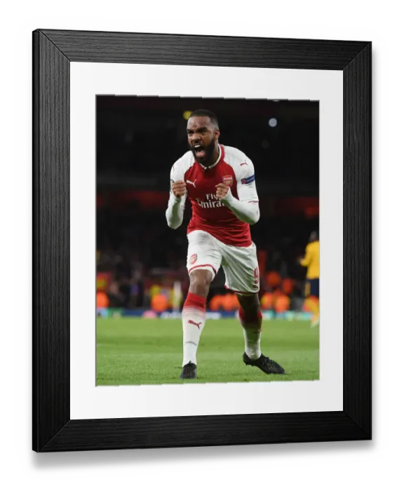Framed Print : Alexis Lacazette's Thrilling Goal: Arsenal vs Atletico Madrid, UEFA Europa League Semi-Final (2017-18)