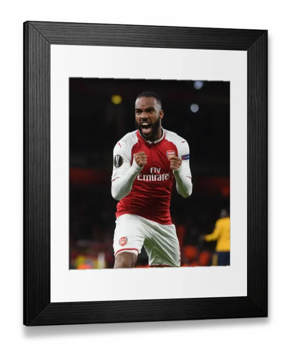 Framed Print : Alexis Lacazette's Thrilling Goal: Arsenal vs Atletico Madrid, UEFA Europa League Semi-Final