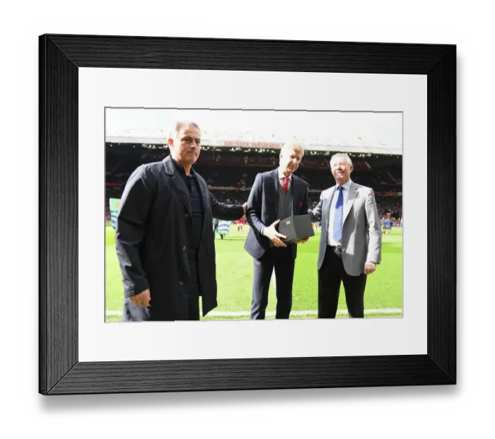 Framed Print : Triumvirate of Football Legends: Wenger, Ferguson, and Mourinho's Iconic Clash - Manchester United vs. Arsenal (2017-18)