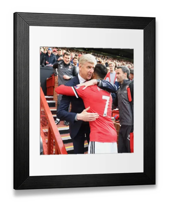 Framed Print : Arsene Wenger and Alexis Sanchez Reunite: A Bitter-Sweet Encounter at Old Trafford (Manchester United vs. Arsenal, Premier League 2017-18)