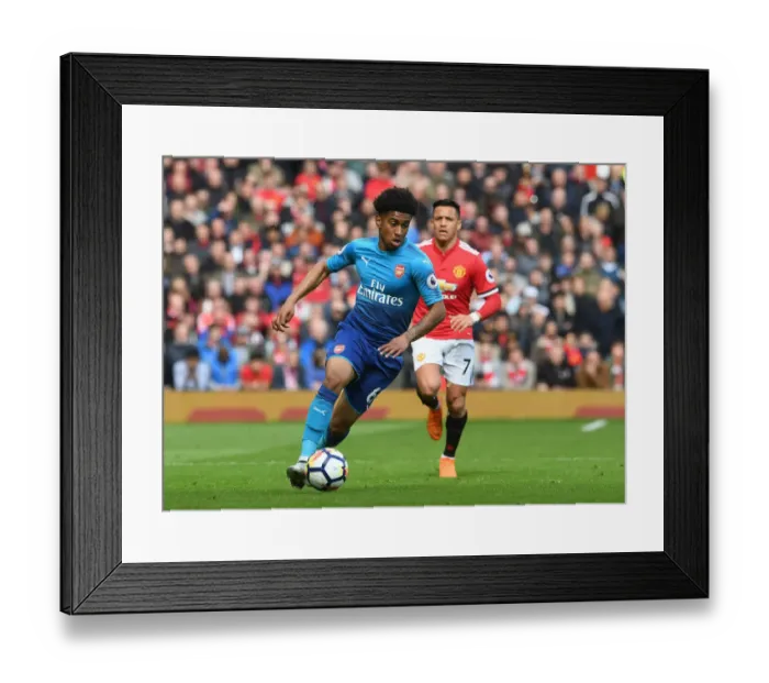 Framed Print : Reiss Nelson Faces Manchester United: Arsenal vs. Manchester United, Premier League 2017-18