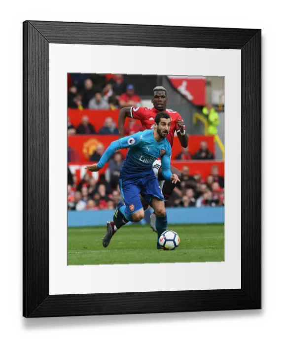 Framed Print : Mkhitaryan vs Pogba: Battle at Old Trafford - Manchester United vs Arsenal, Premier League 2017-18